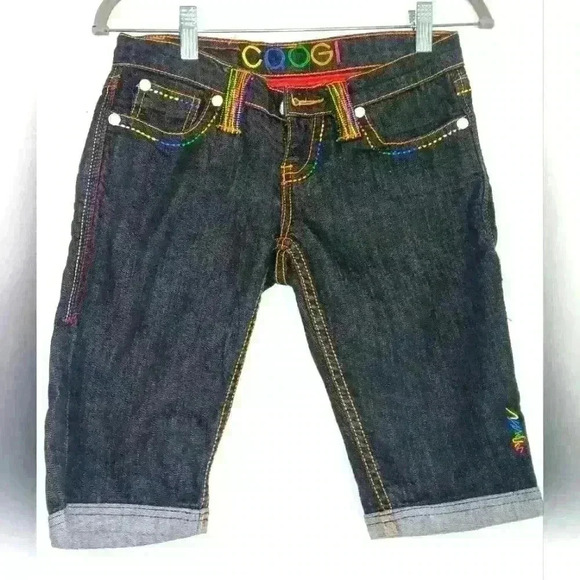 COOGI Pants - COOGI EMBROIDERED RAINBOW SHORTS.